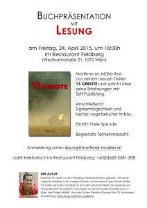 Einladung Lesung 13 GEBOTE im Feldberg